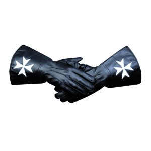 Knights Of Malta Black Leather Guantlets